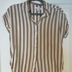 Linen Striped Button-Up Shirt